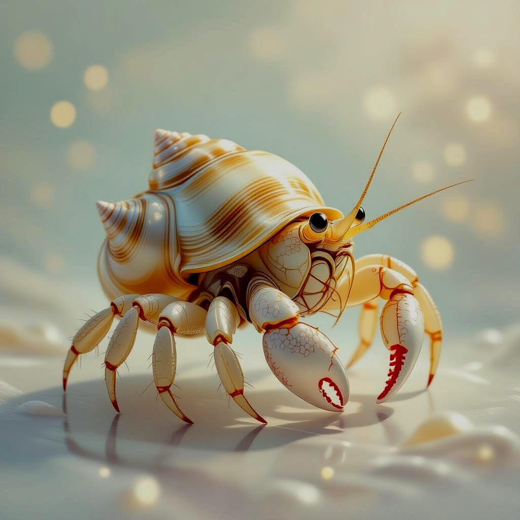 Transparent Hermit Crab Floating in Water