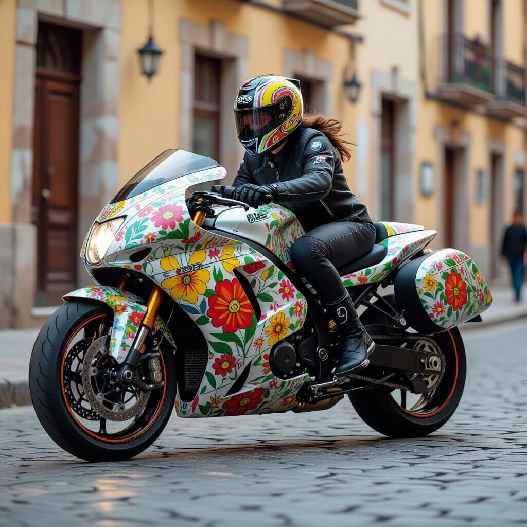 Harley Davidson with Sobao Pasiego Art, Photorealistic Style