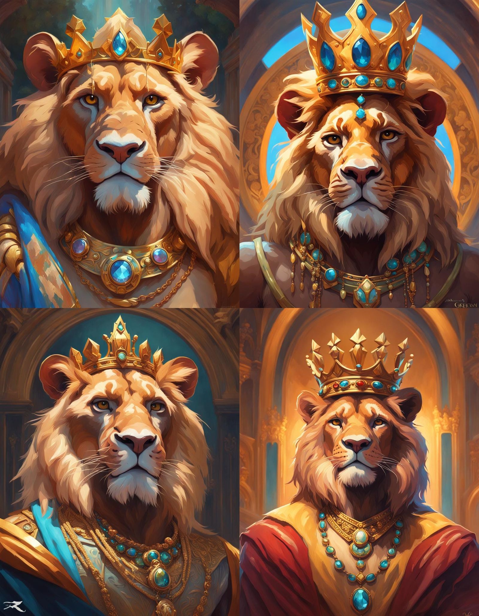 Simba as King: Detailed Oil Painting Portrait