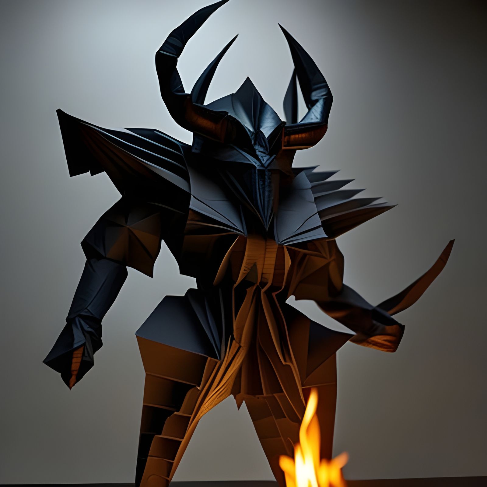 Origami Demon Sculpture: Mornog