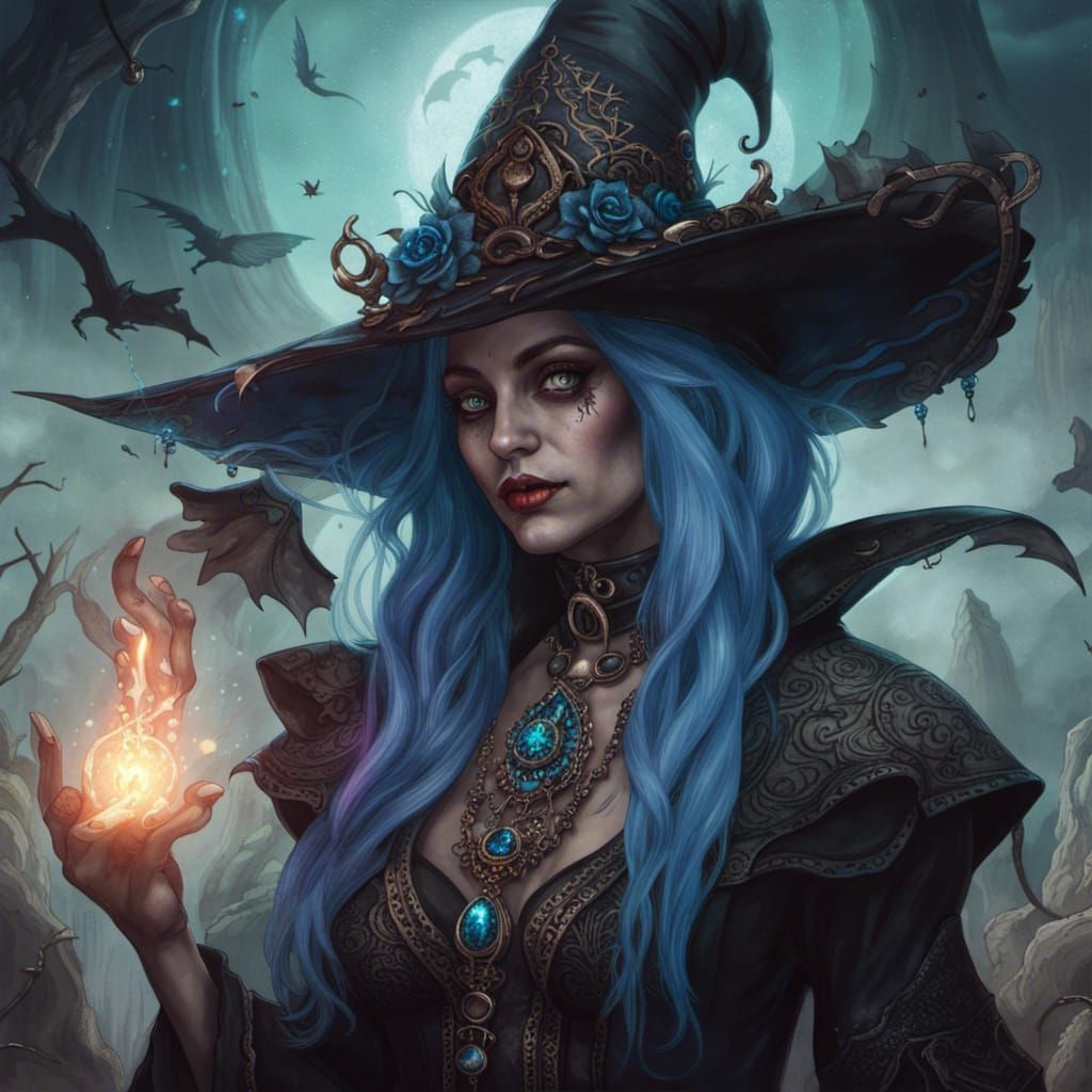 Beautiful Necromancer Witch Portrait in Dark Fantasy Style