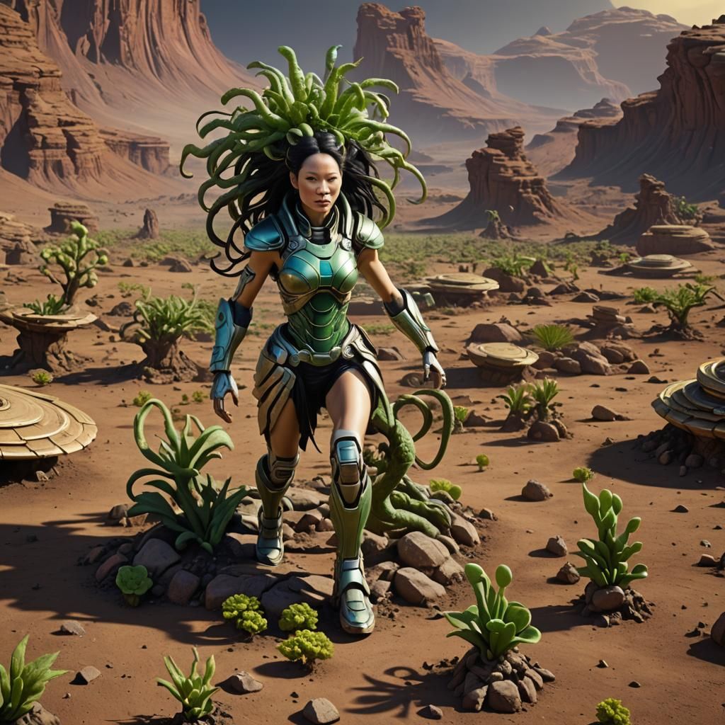 Lucy Liu as Gorgon on Titan: 3D Digital Art