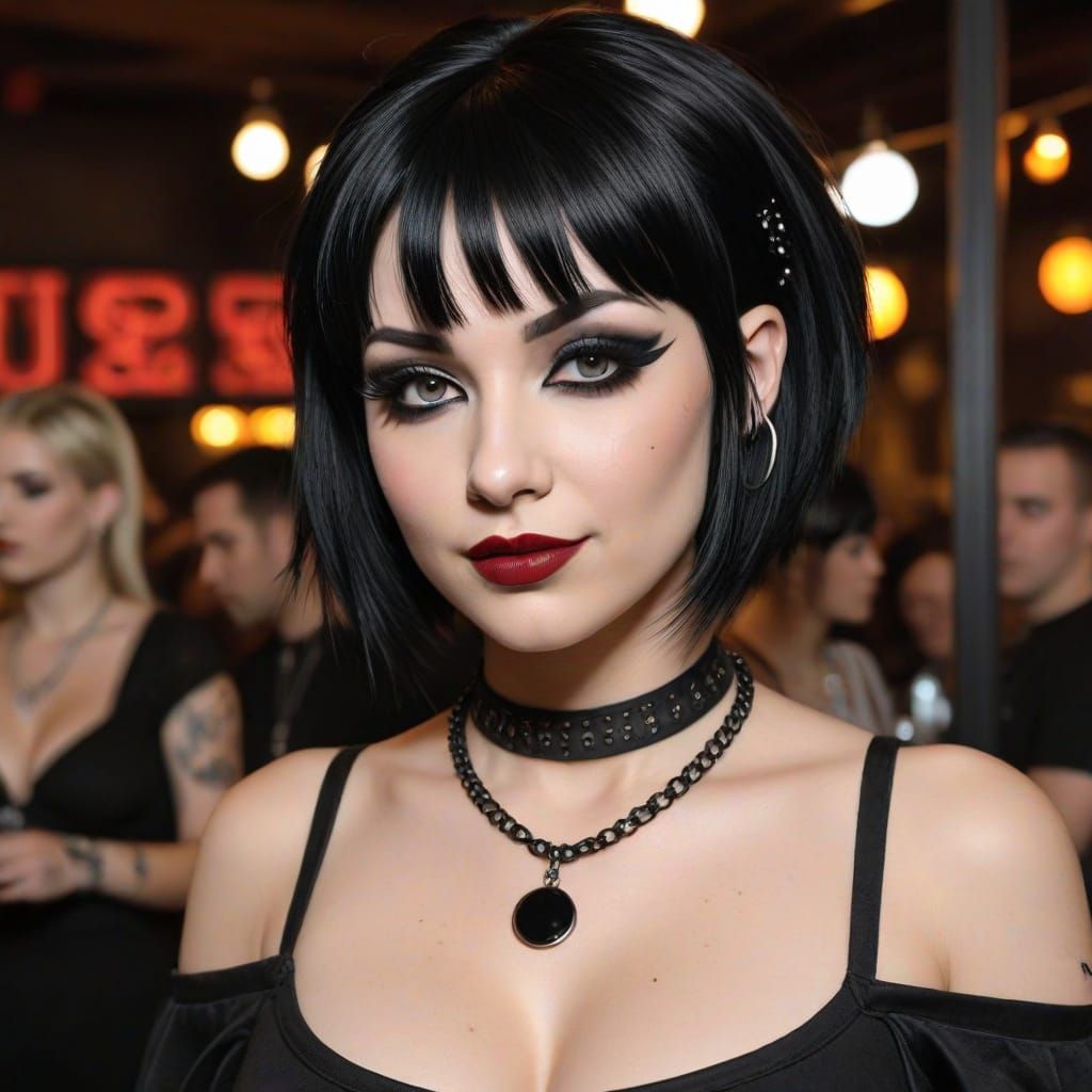 Goth DJ Booth Dancer in Dark Elegance