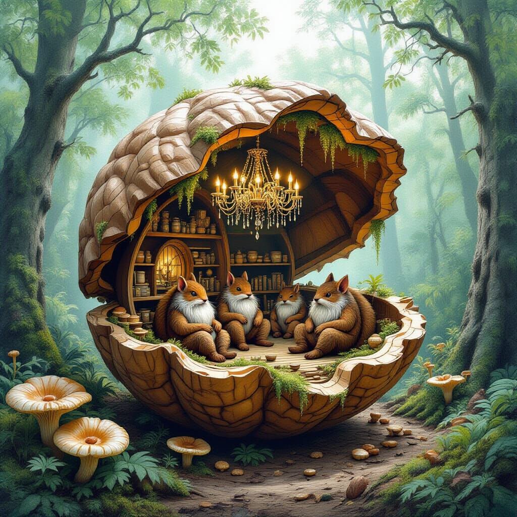 "A colony of forest dwellers living inside a giant fallen wa...