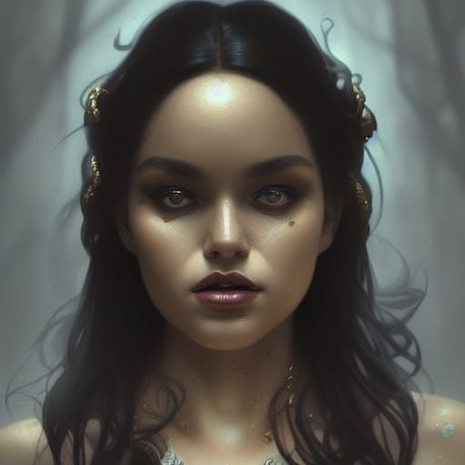 Alluring Portrait of a Voluptuous Black Witch