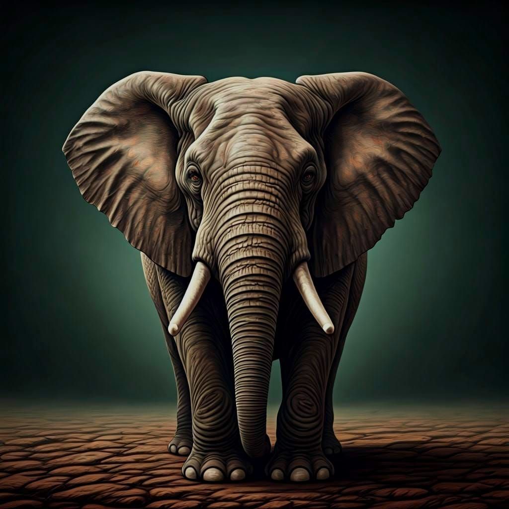 Elephant in Massurrealist Lisa Frank Style