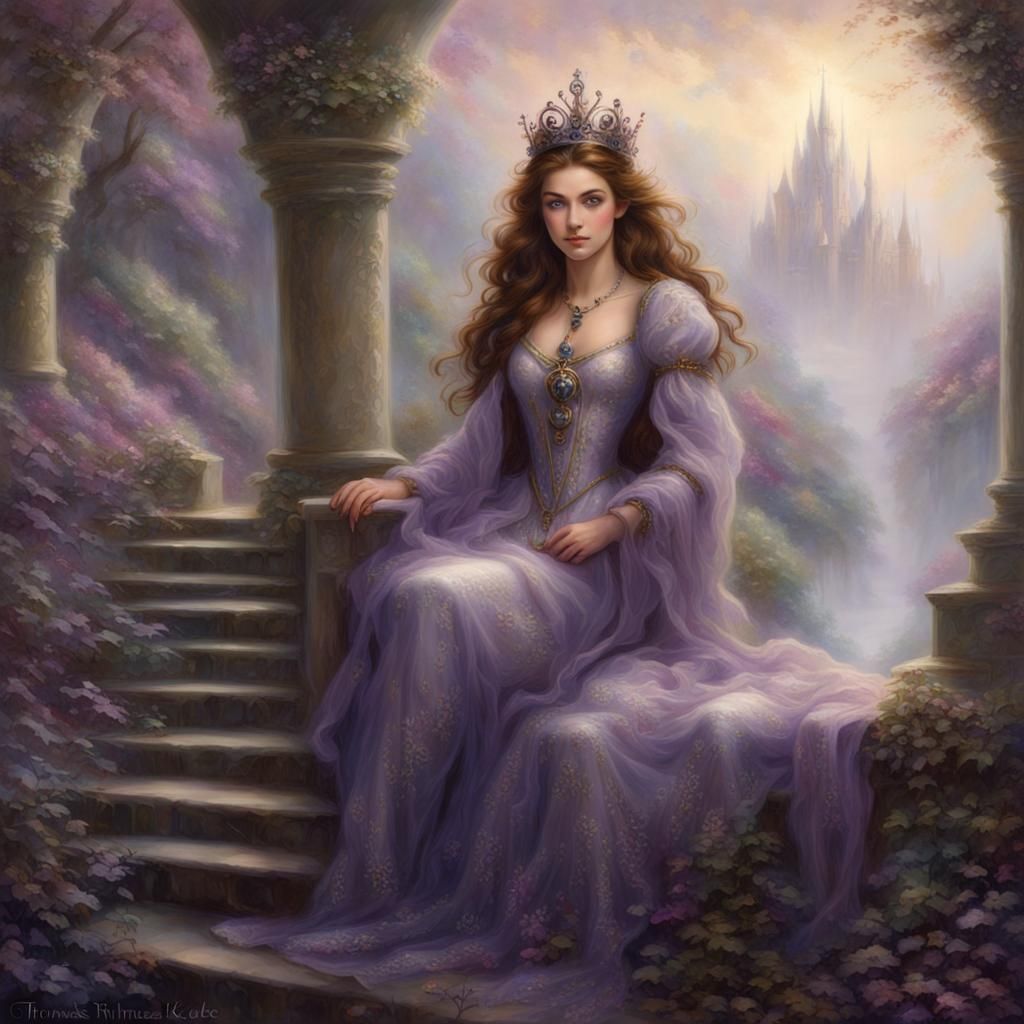 Ethereal Medieval Queen with Purple Eyes