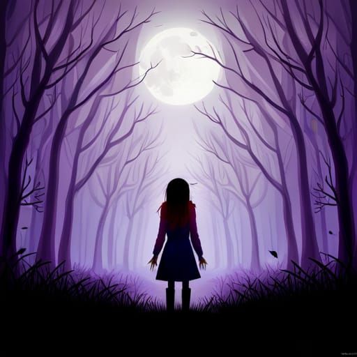 Eerie Forest View in Dark Fantasy Style