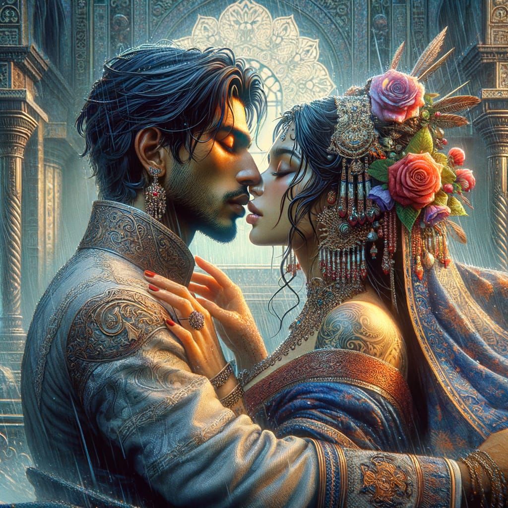 Loving Embrace in a Detailed Matte Painting Style