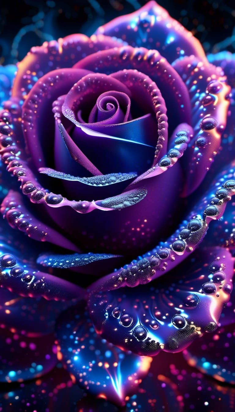 Luminous Tea Rose: Cosmic Energy in Glass