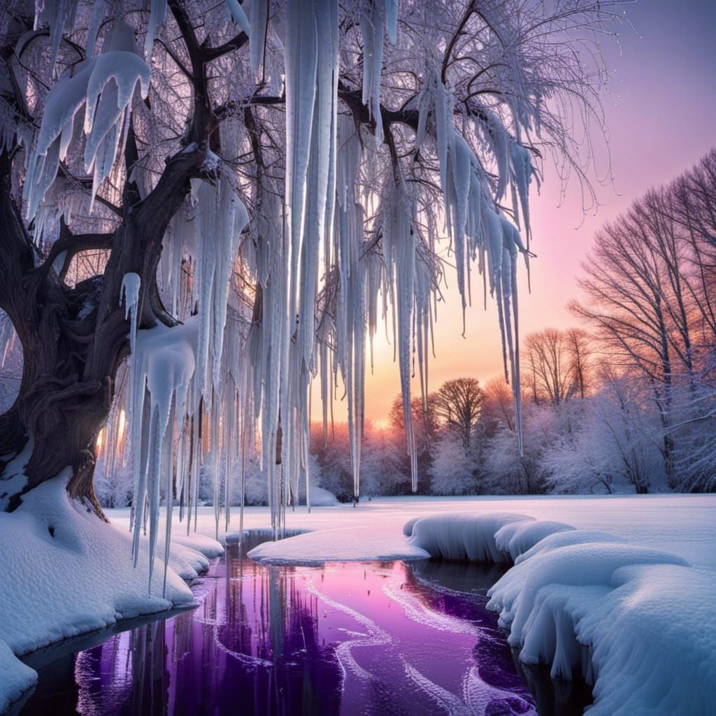 Icy Winter Landscape with Skater