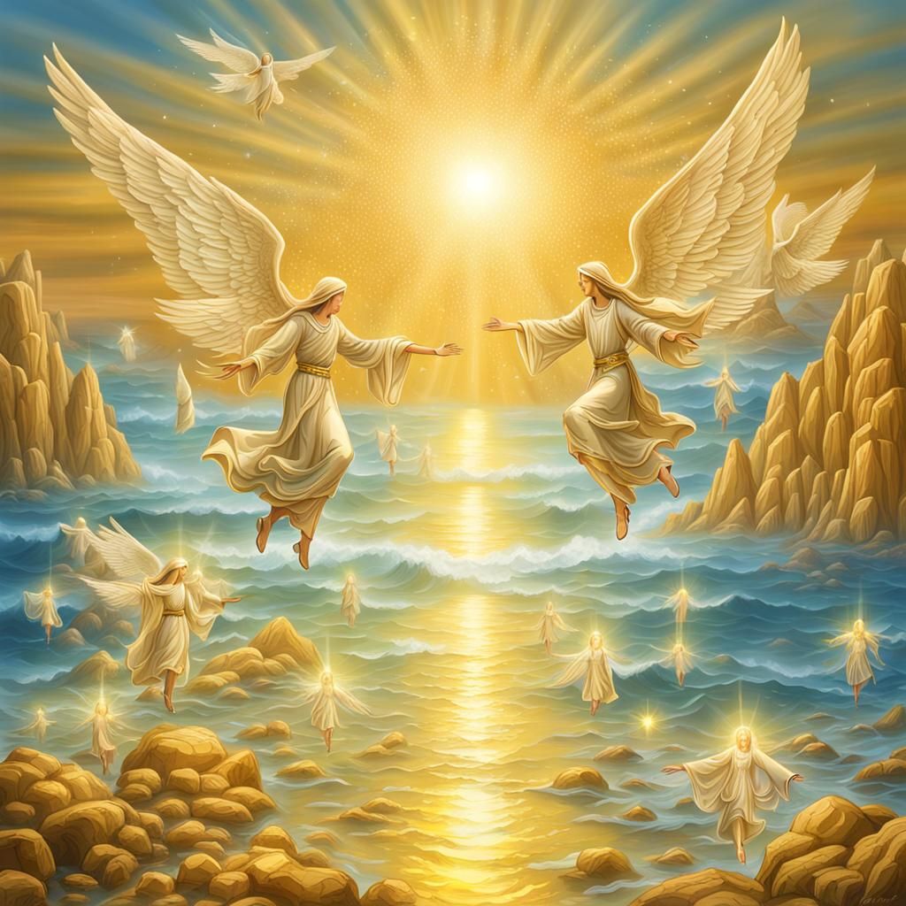 Crystal Angels Above Golden Sea