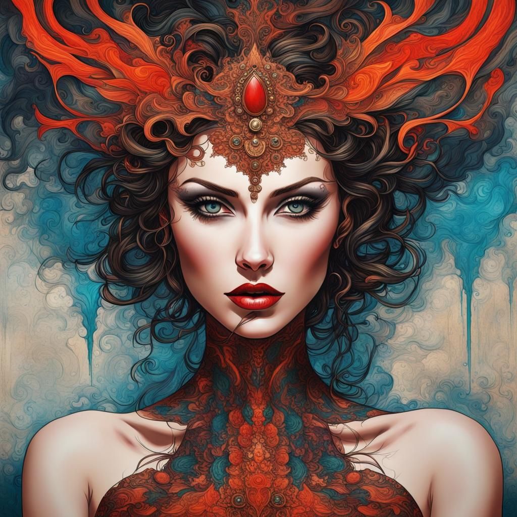 Abstract Immortal Mistress with Complementary Colors