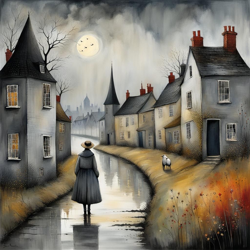 Wise Face with Scars in Whimsical Illustration