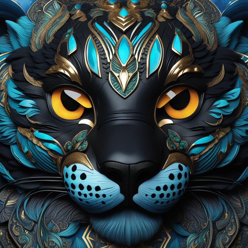 Detailed Panther Creature Portrait in Hyperrealism Style