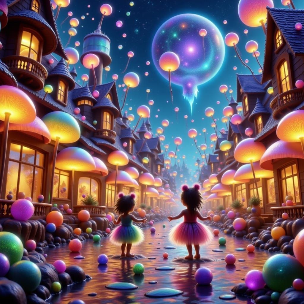 Sparkle Sprinkle Day Town Square with Iridescent Bubbles