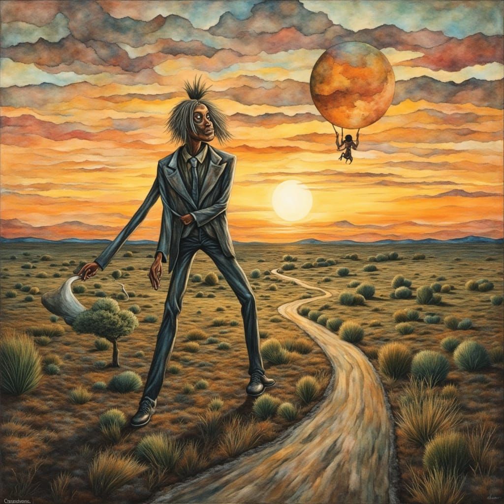 Surreal Minimalist Landscape in Kay Sage Style