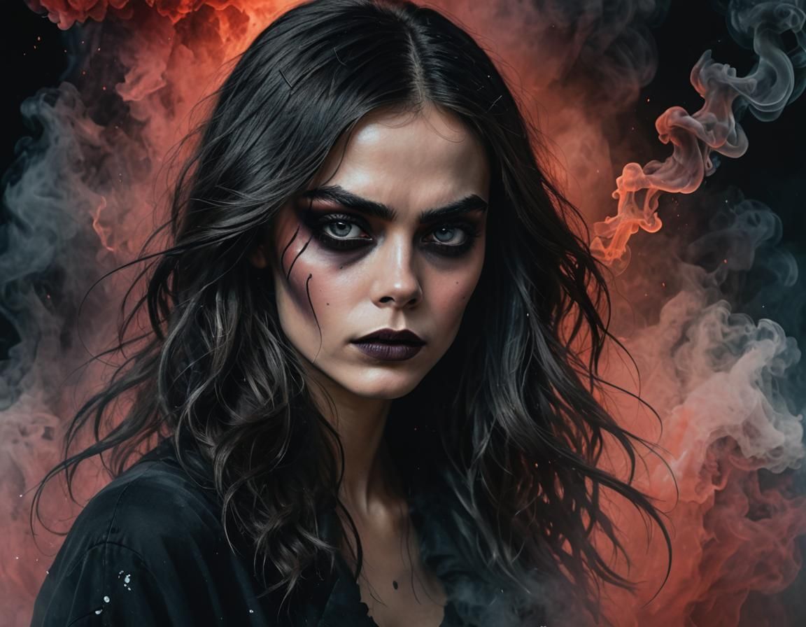 Ethereal Ghost Portrait in Splash Art Style