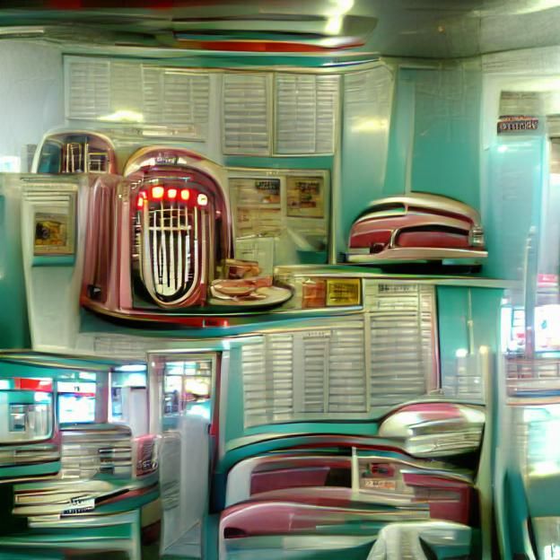 Nostalgic 1950s Diner Scene with Jukebox