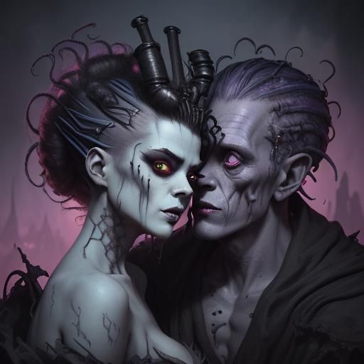 Bride of Frankenstein's Zombie Affair: Detailed Matte Painti...