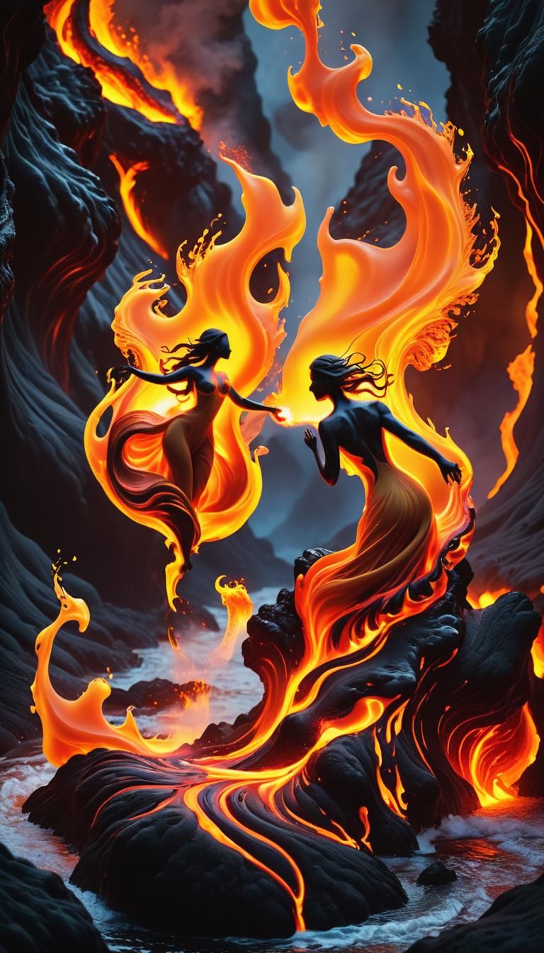 Surreal Fire Dance of Lava Elementals