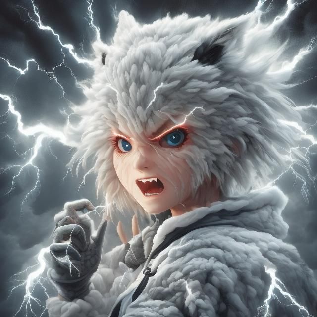 Hooded Alien Creature with Fractal Storm Mind