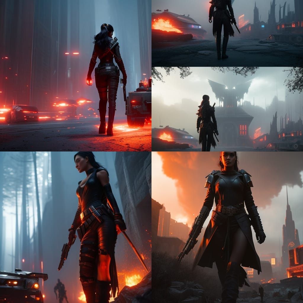 Dystopian Warrior in a Dark Fantasy Style