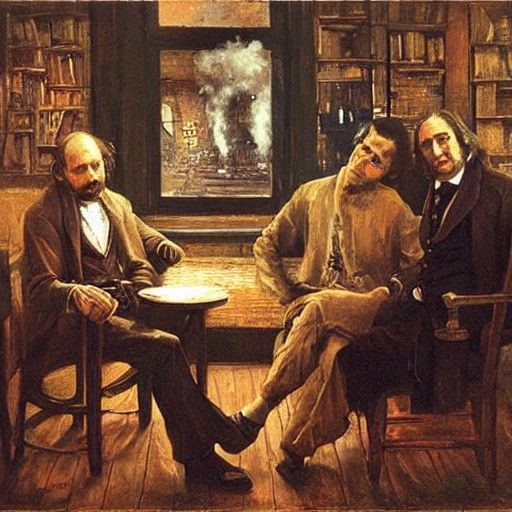 Philosophers Smoking Opium: An Oil Painting
