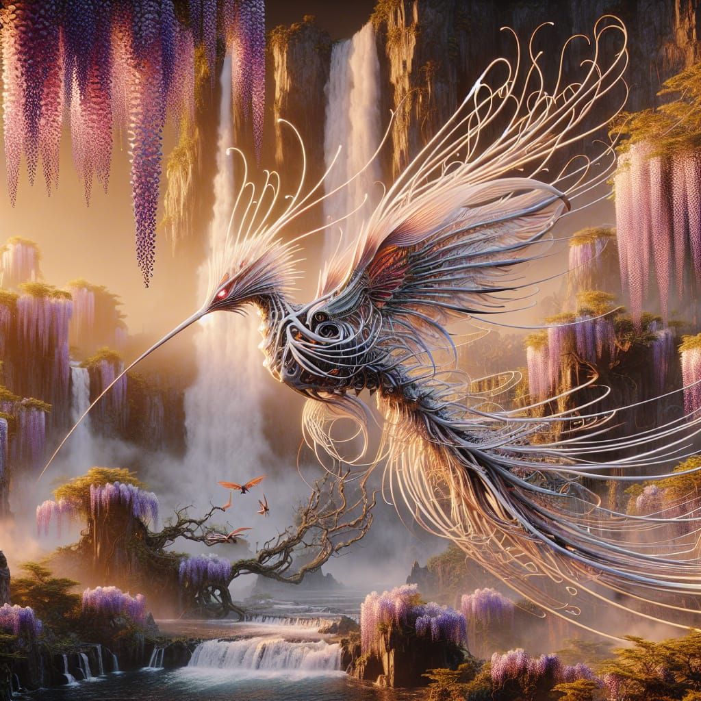 Hummingbird with Murex Shell Plumage in Anime Style