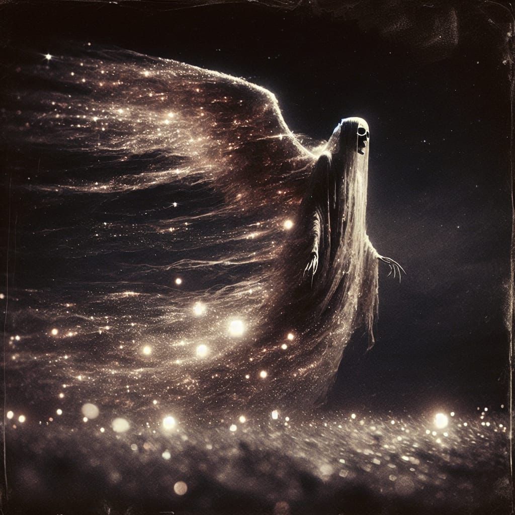 Angel of Death Collecting Souls in Ethereal Night Sky