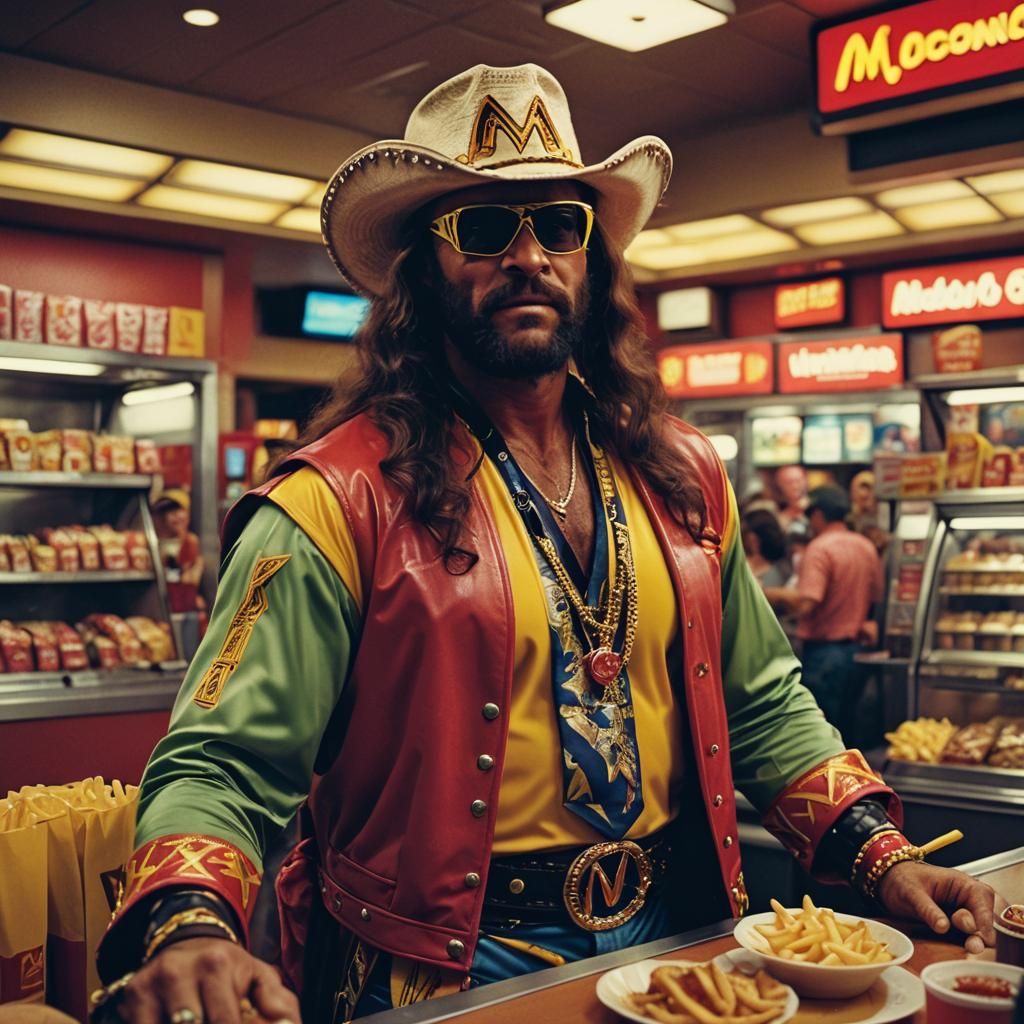 Macho Man Randy Savage at McDonald's: Cinematic Still
