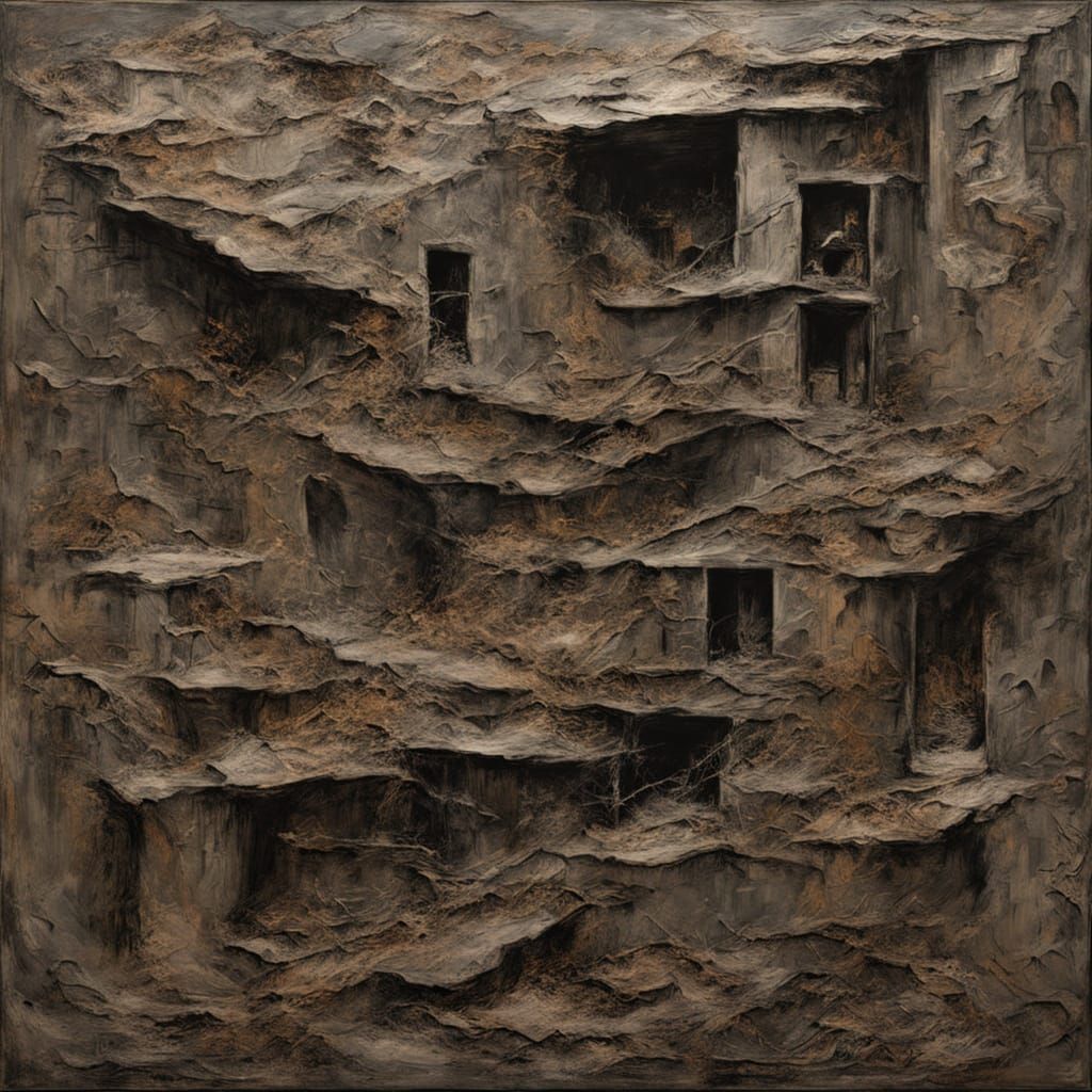 Monumental Landscape Evoking History's Scars in Kiefer Style