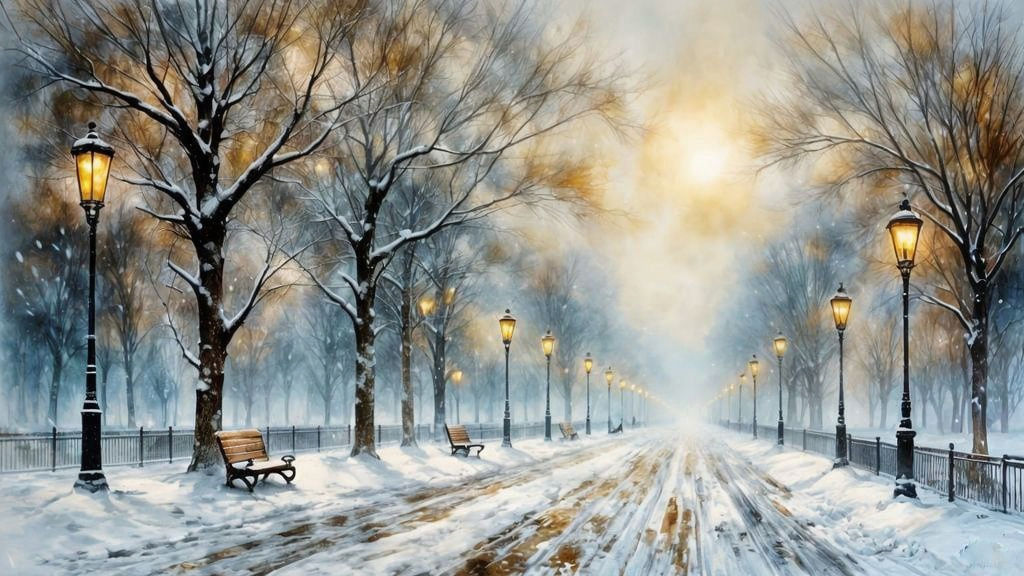Winter Blizzard in Impressionist Style