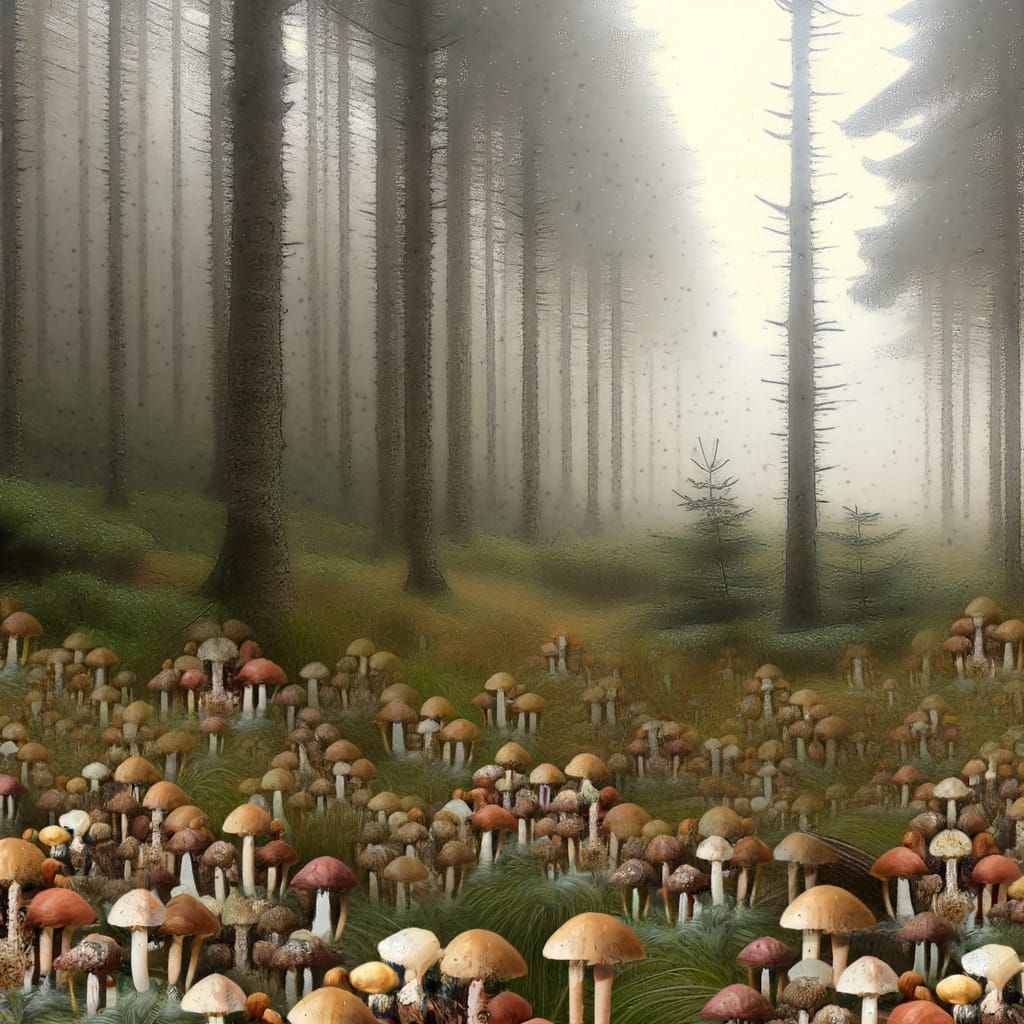 Mushroom Forest Morning: Epic Digital Matte Painting