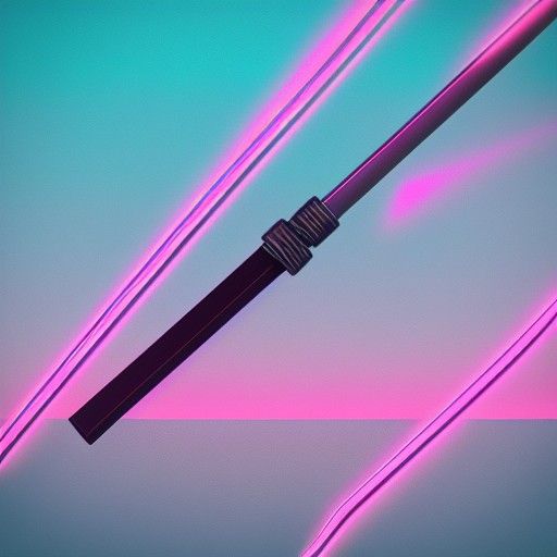 Synthwave Katana with Neon Retro Glow
