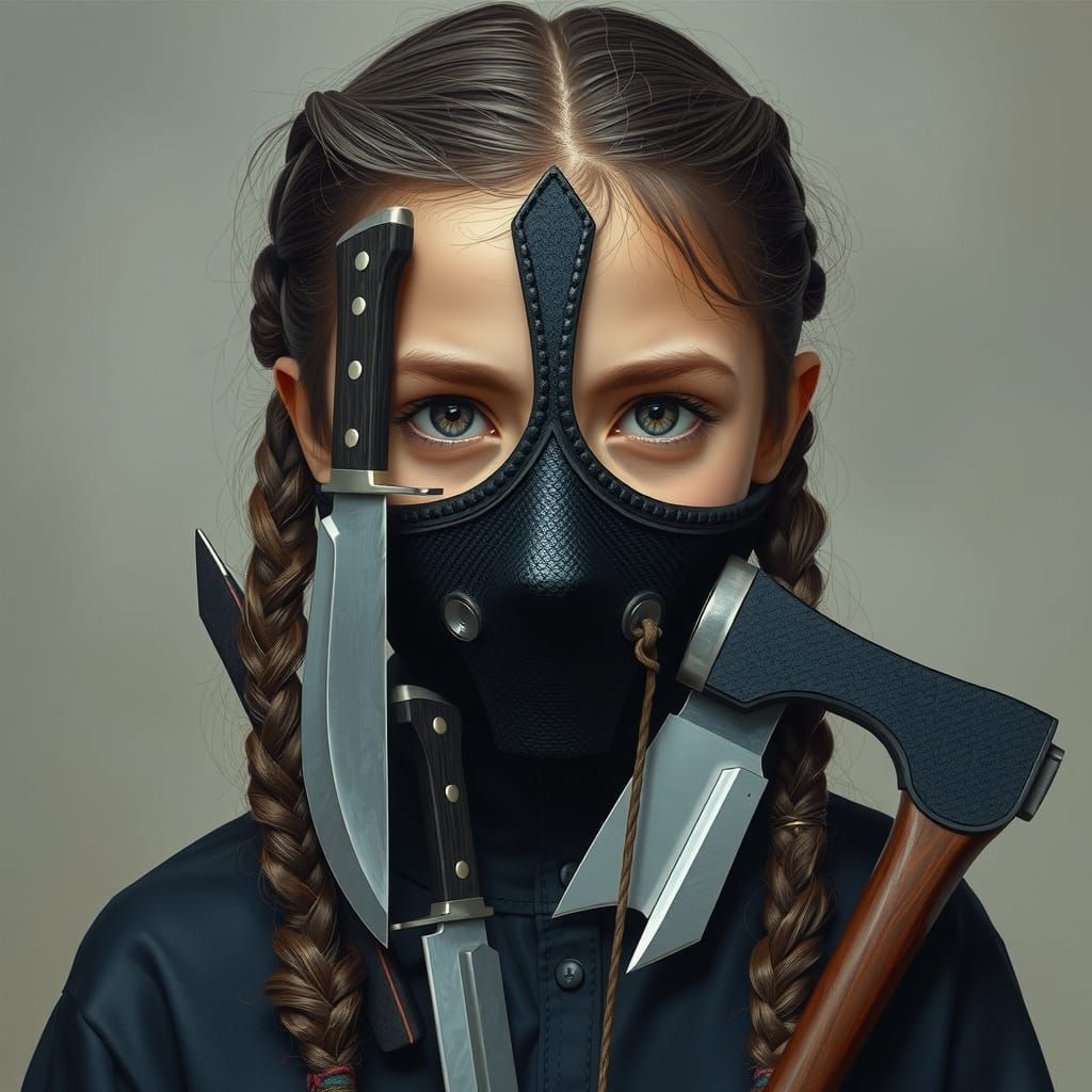 Girl with Carbon Fiber Mask and Braids