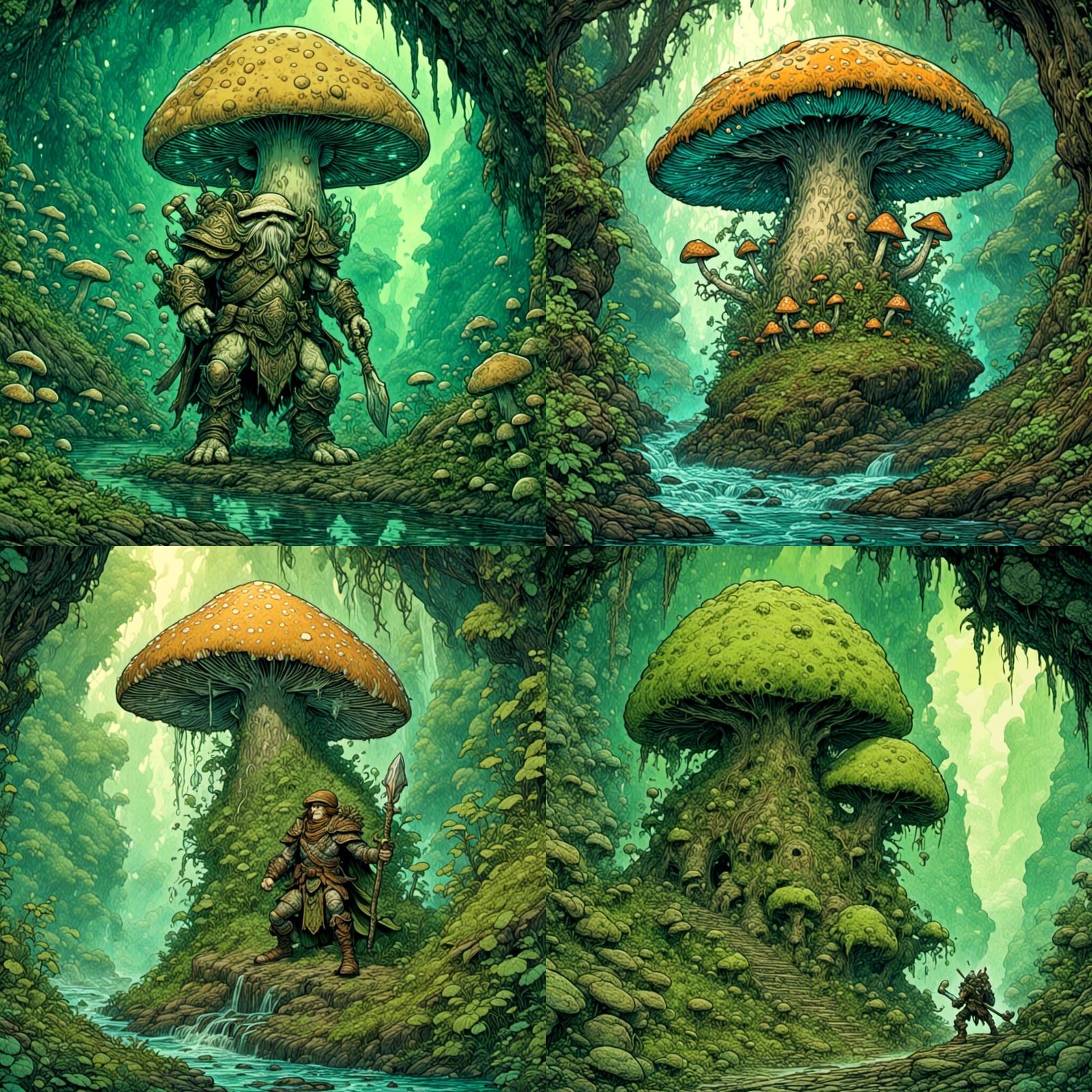 Mushroom Warrior Emerges from Fungal Forest in Gaming Artsty...