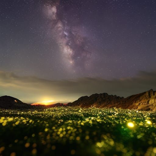 Empty Tomb Landscape with Aurora in Photorealistic Style