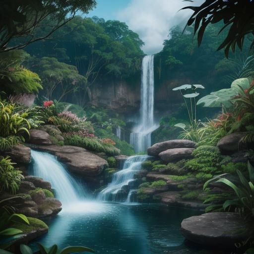 Cute Platypus in Breathtaking Waterfall Garden