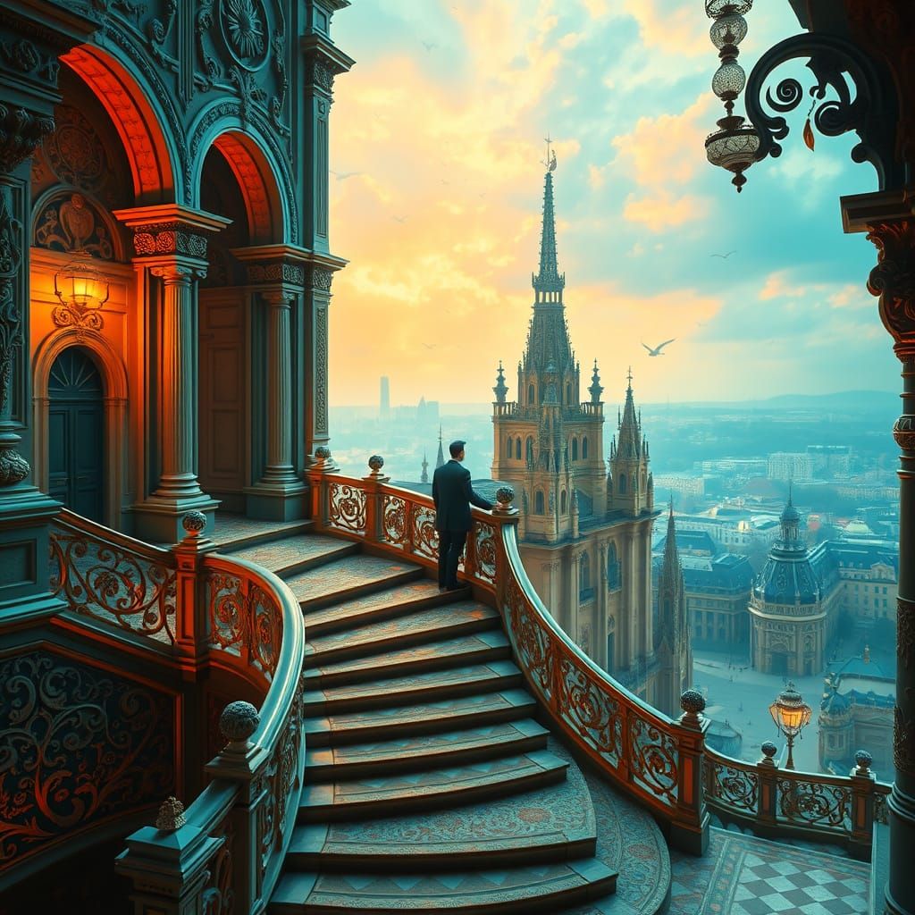 Ethereal Vienna at Dawn, in Art Nouveau Style