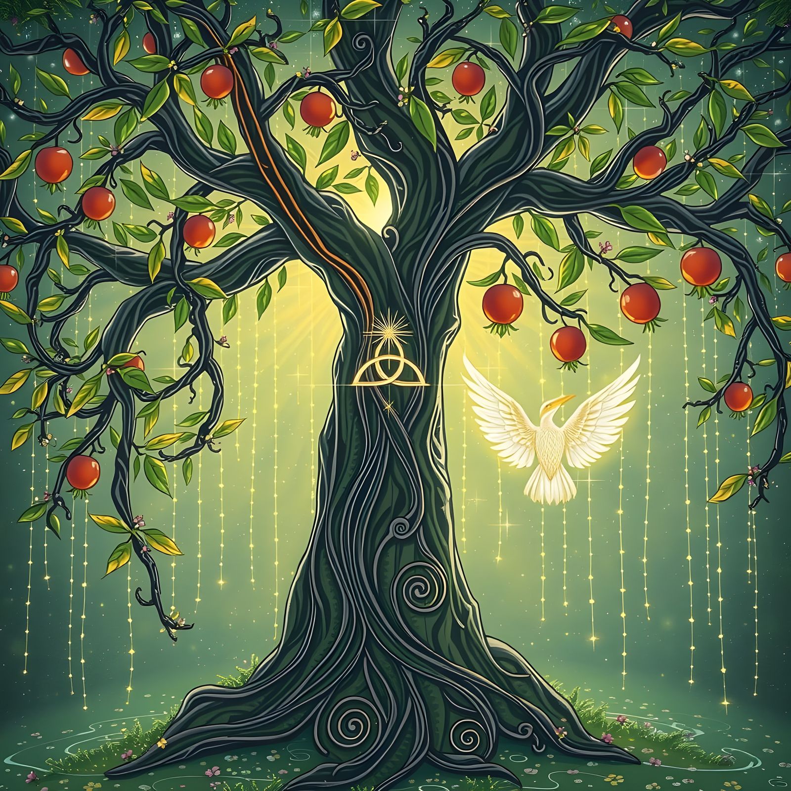 Radiant Tree of Life Connects to the Cosmos in Ethereal Land...