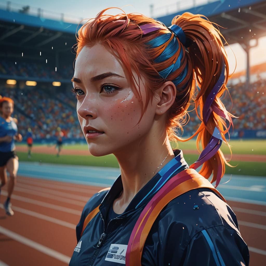 Dynamic Anime Athlete in Vibrant Motion