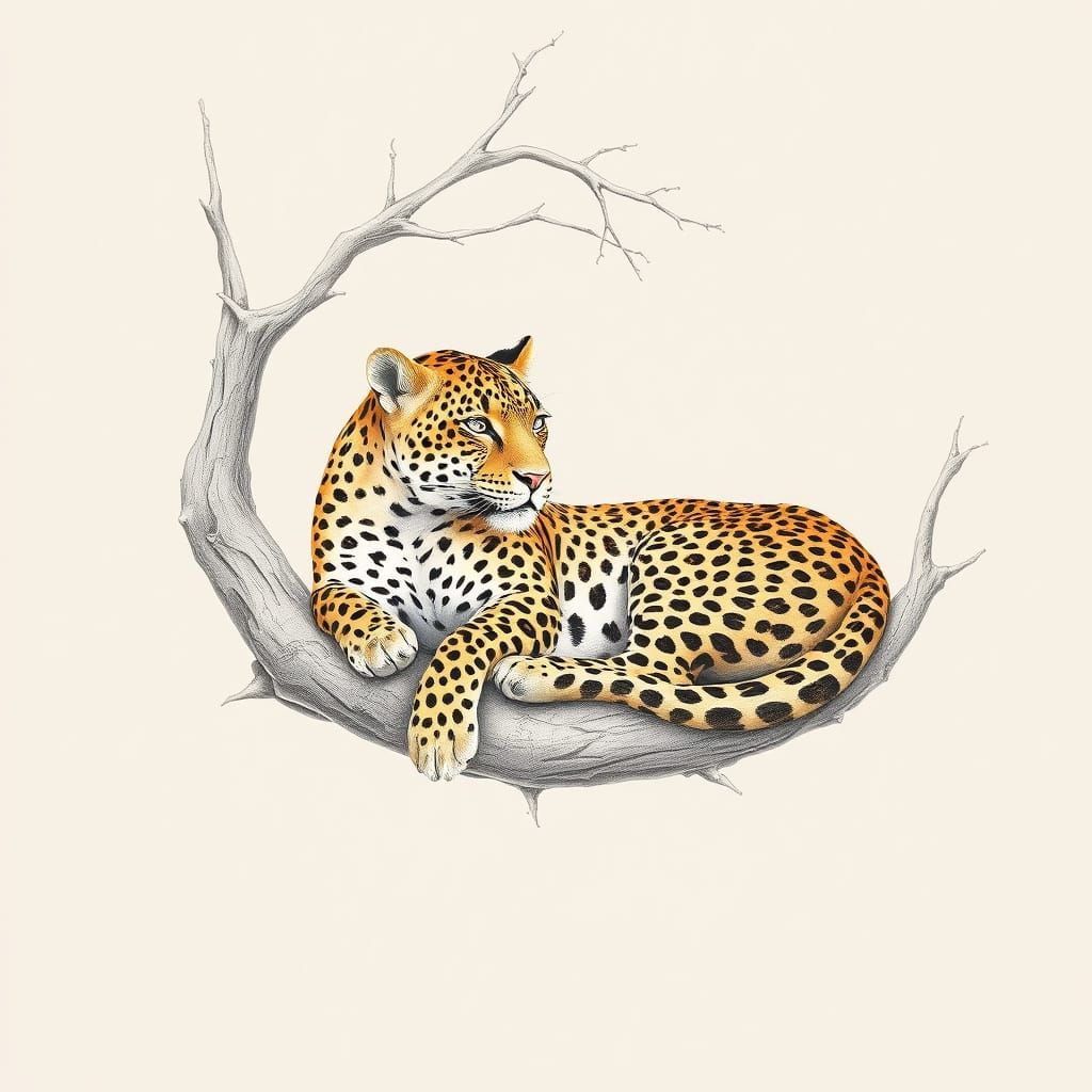 Golden Leopard in Serene African Landscape