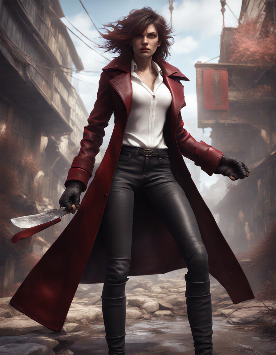 Scruffy Female Brawler in Detailed Matte Painting