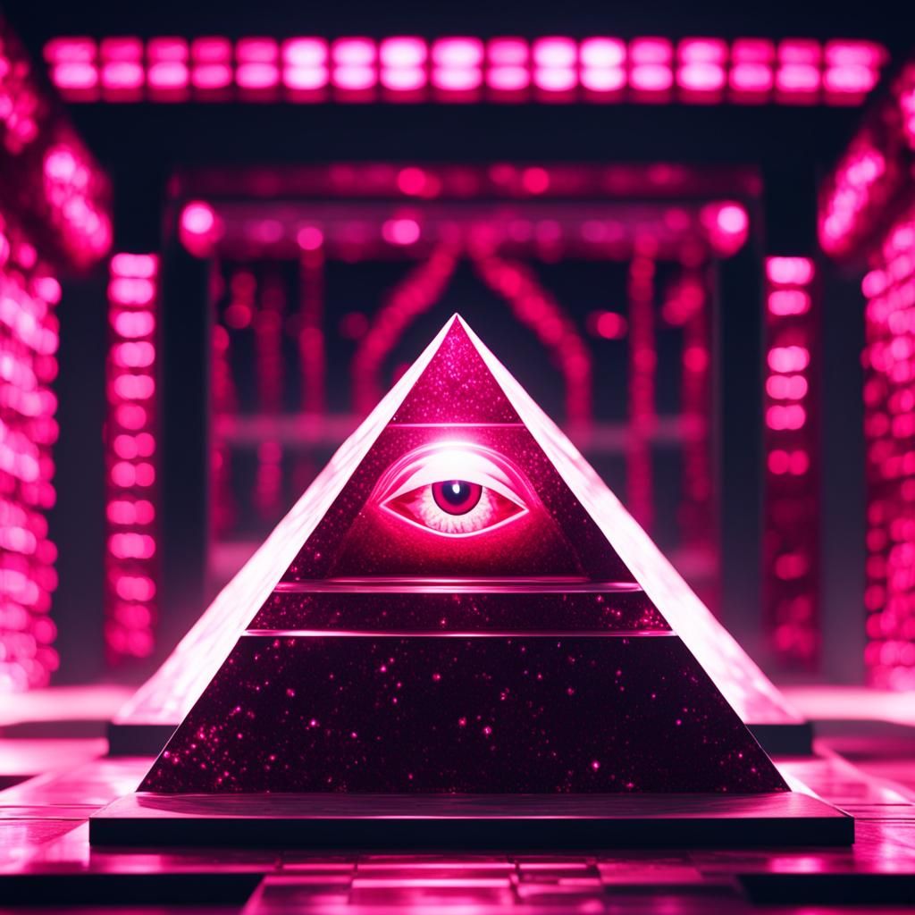 Ruby Pyramid Sculpture with Pink Eye in 8k