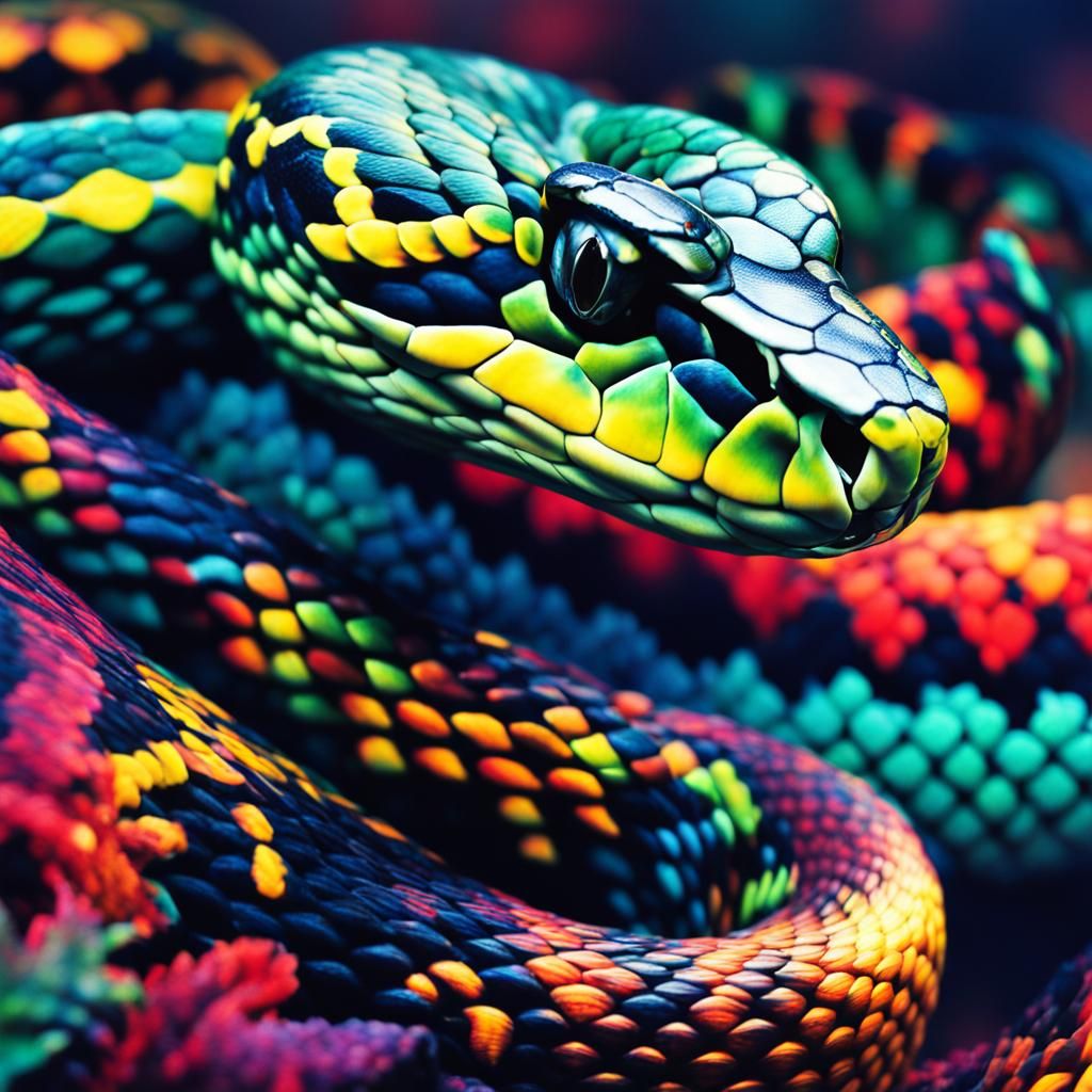 Sad Snake Embraces Smiling Earth: Double Exposure