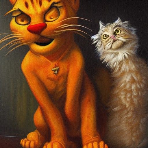 Garfield Taunts Jon in Oil Painting Style