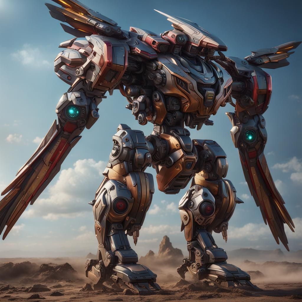 Hyper-Realistic Mecha Xatu: Detailed Matte Painting