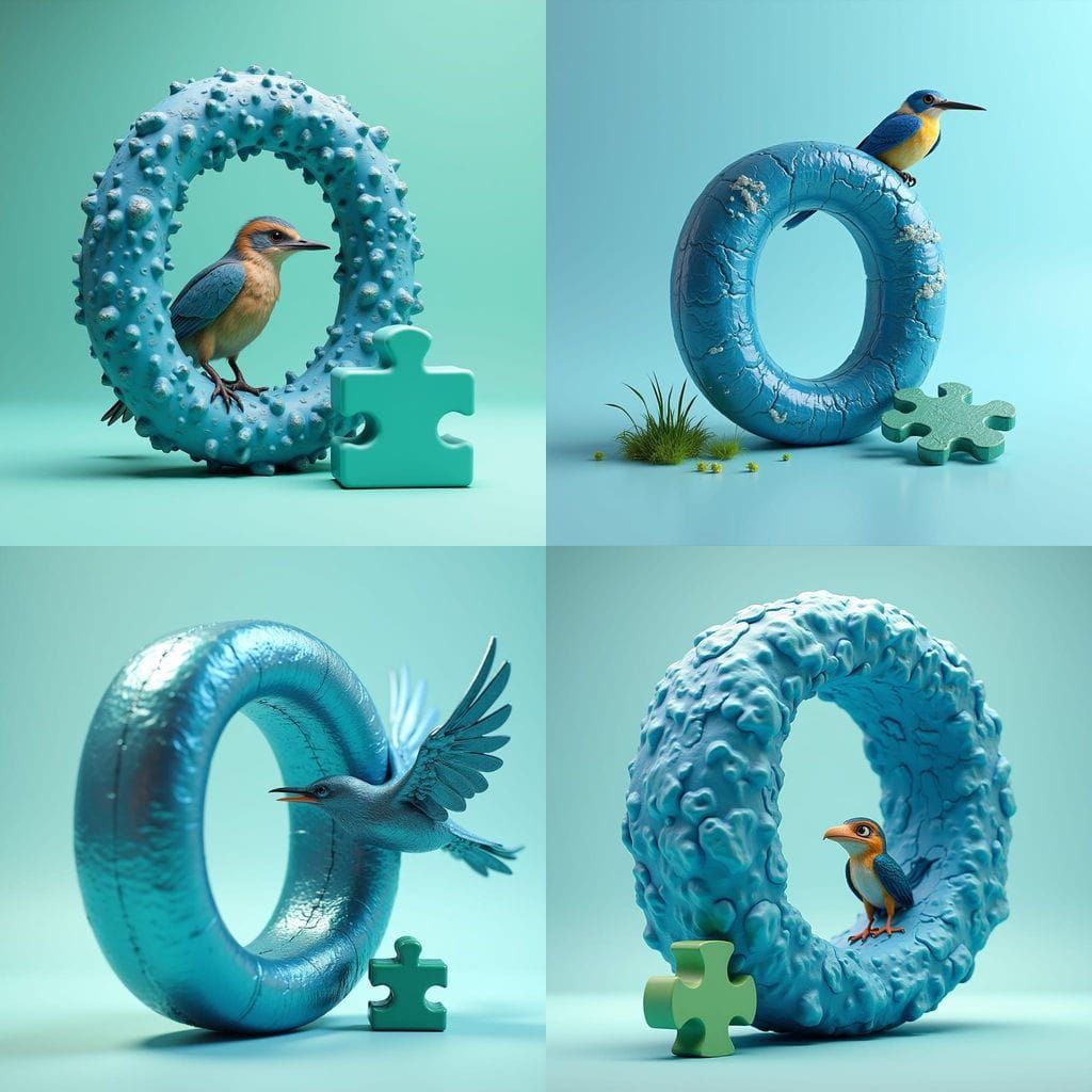 Fantastical Metallic O with Thunderbird and Puzzle Piece in ...