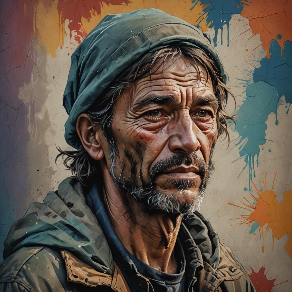 Hyperrealistic Portrait of Romanian Migrant with Side Lighti...